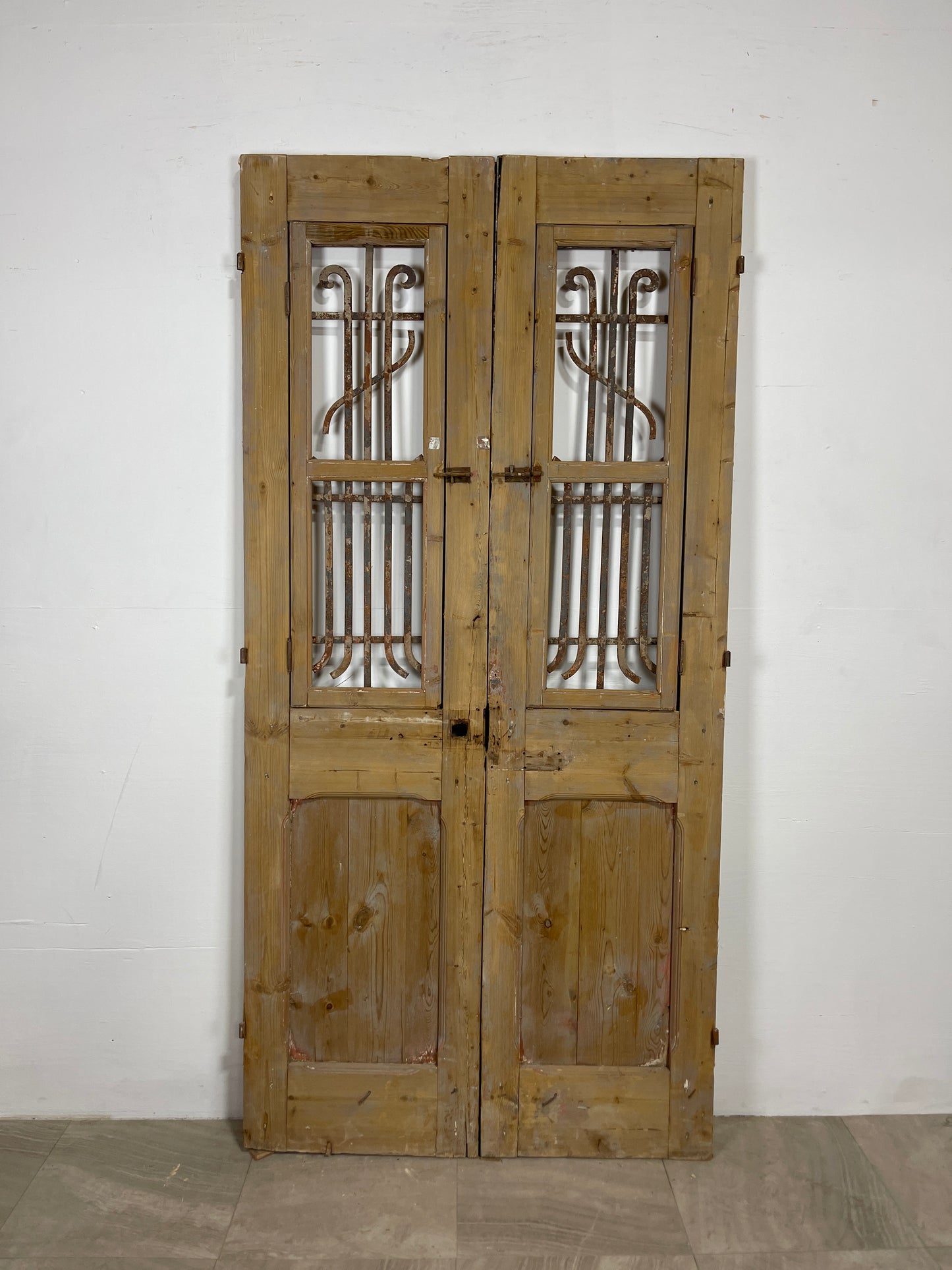 Antique French panel doors with Metal (85.25 x 41) O19