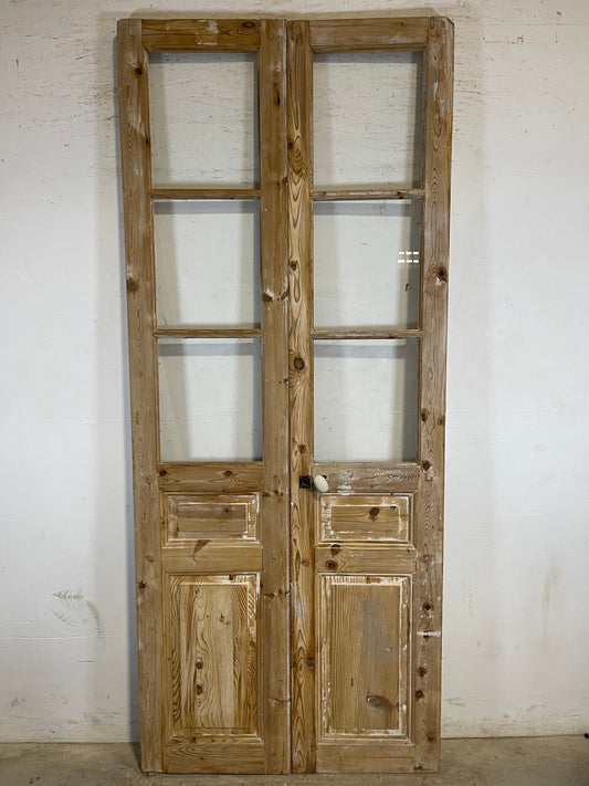 Antique French panel doors with glass (96x40.25) L166