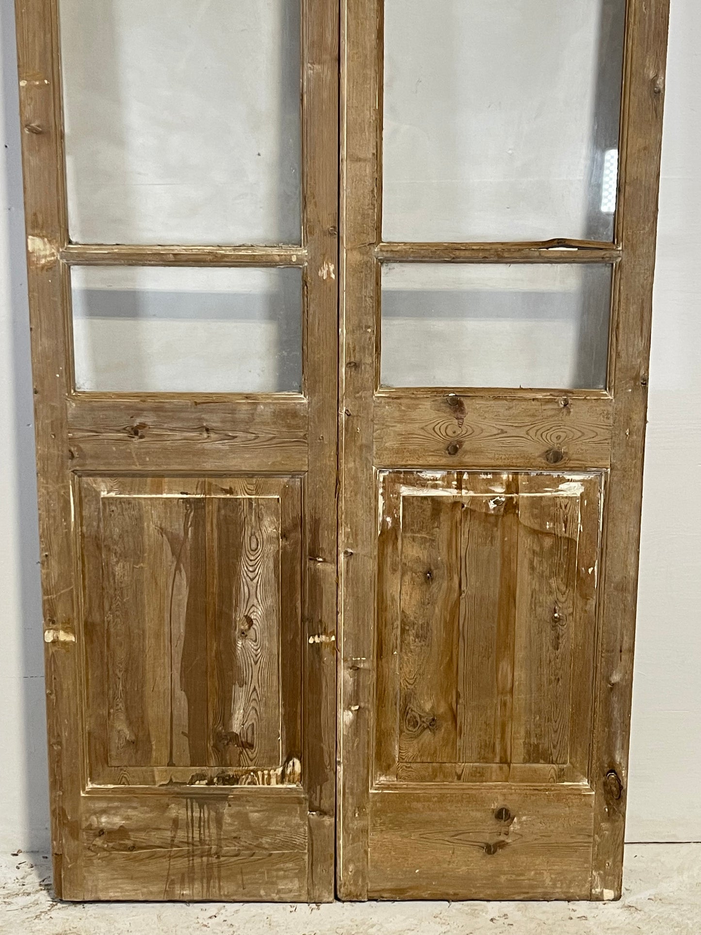 Antique French panel doors with glass (93x38.75) L201