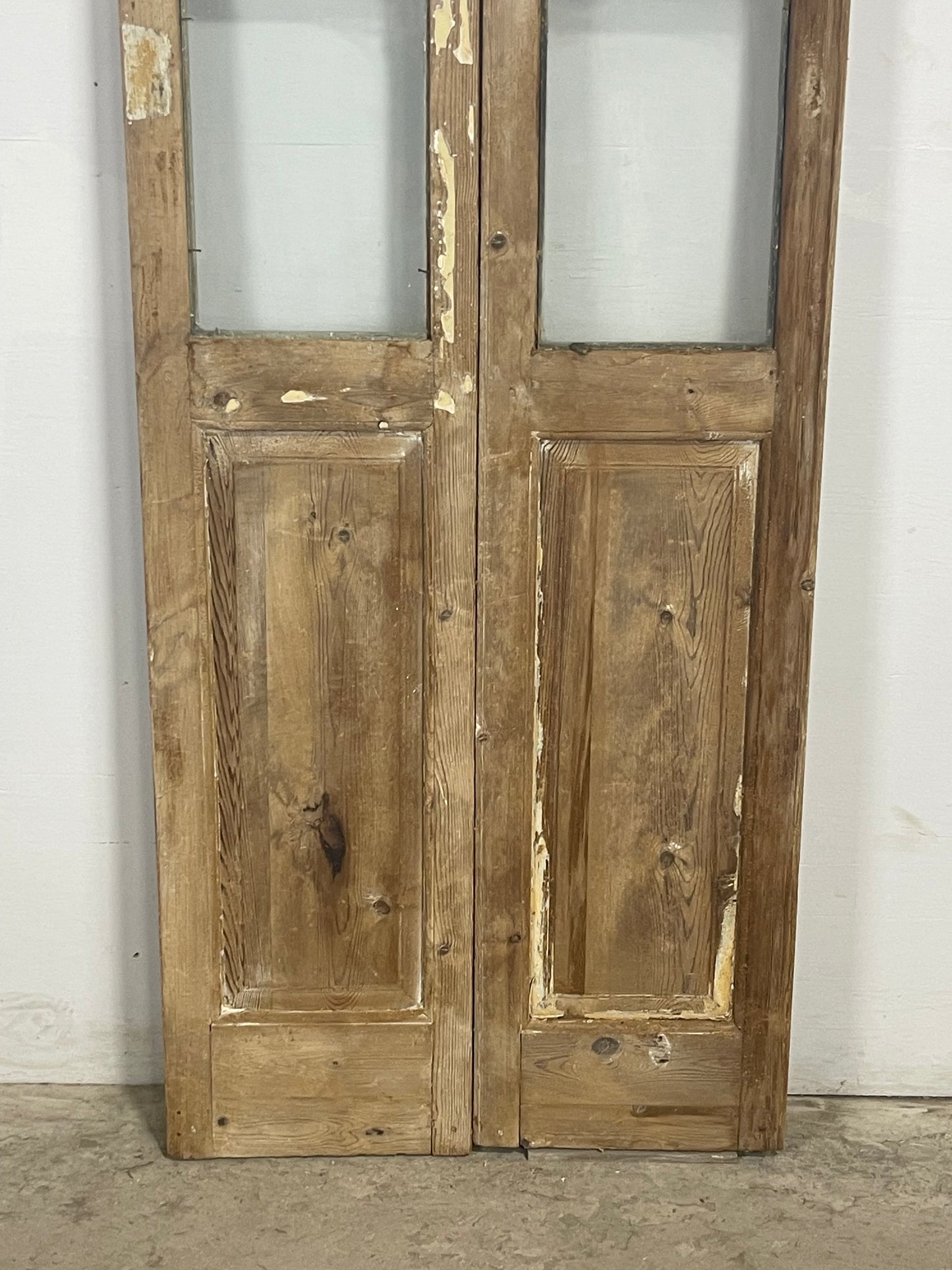 Antique  French Panel Doors with glass (91.75x30.5)   M079