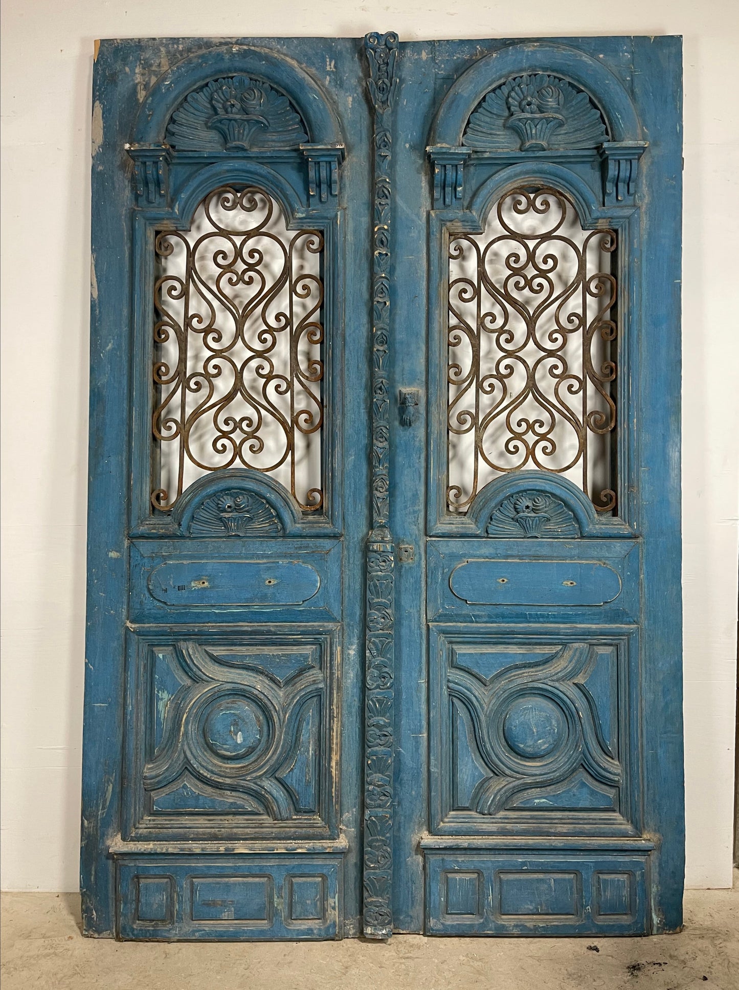 Antique French Panel Doors with Metal (107.5 x 71) M021