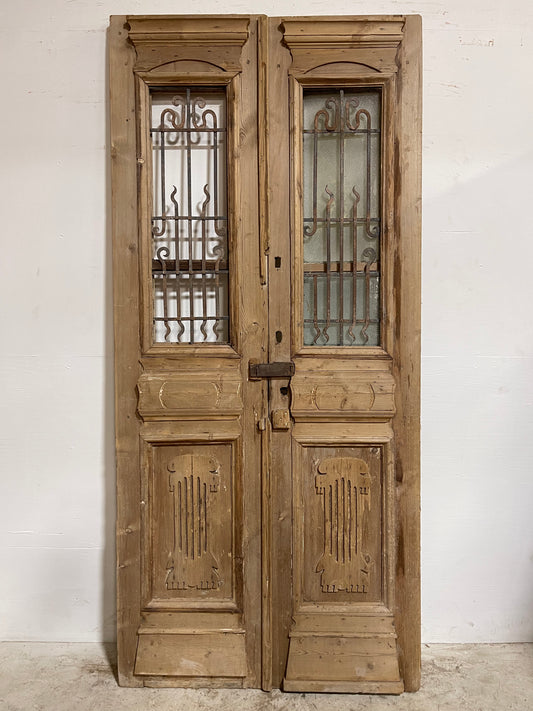 Antique French Panel Doors with Metal (97x44.75) J113