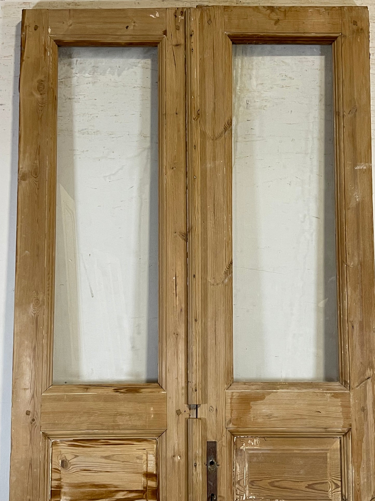 Antique French panel doors with glass (94.25x40.5) L146