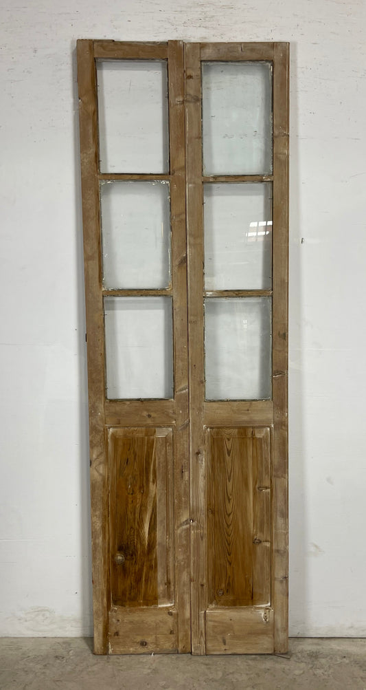 Antique  French Panel Doors with glass (91.5x30.5)   M072