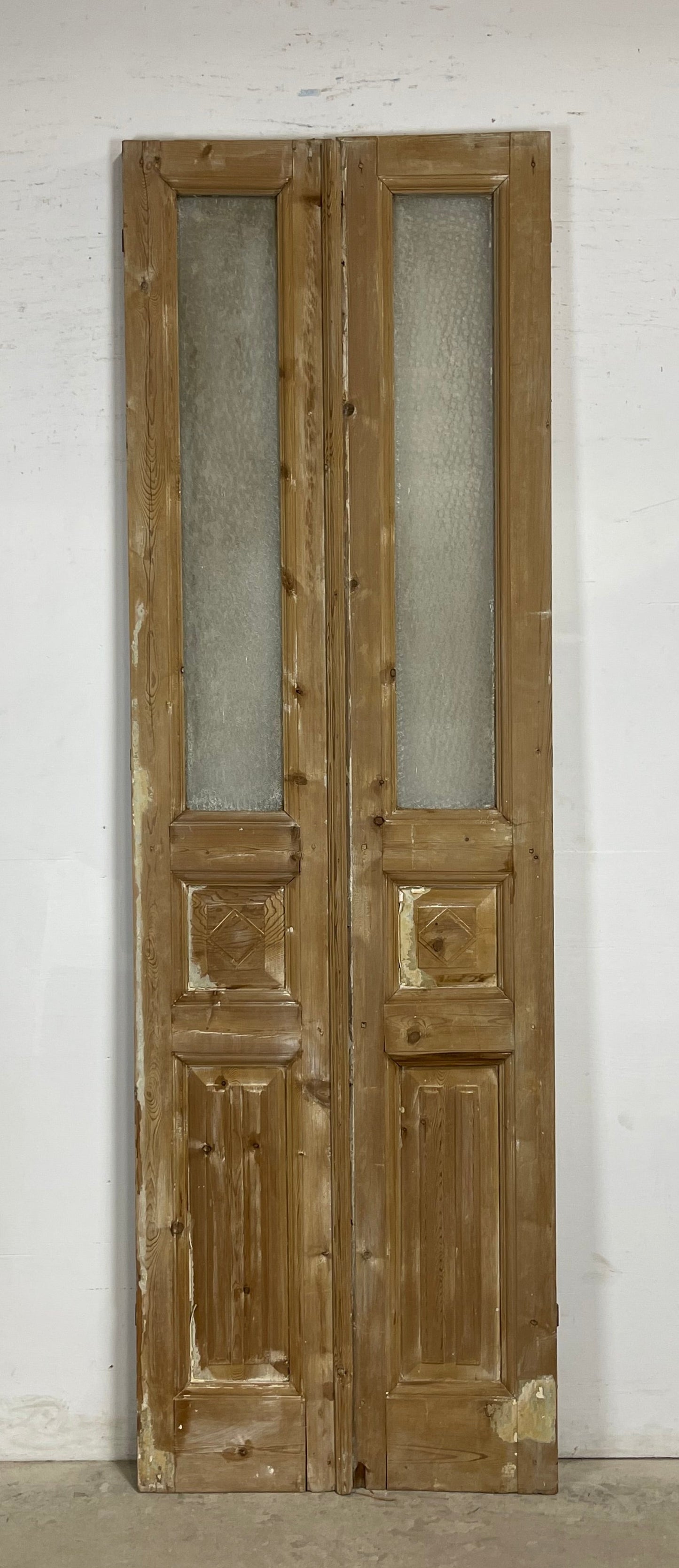 Antique  French Panel Doors with glass (102x32)   M084