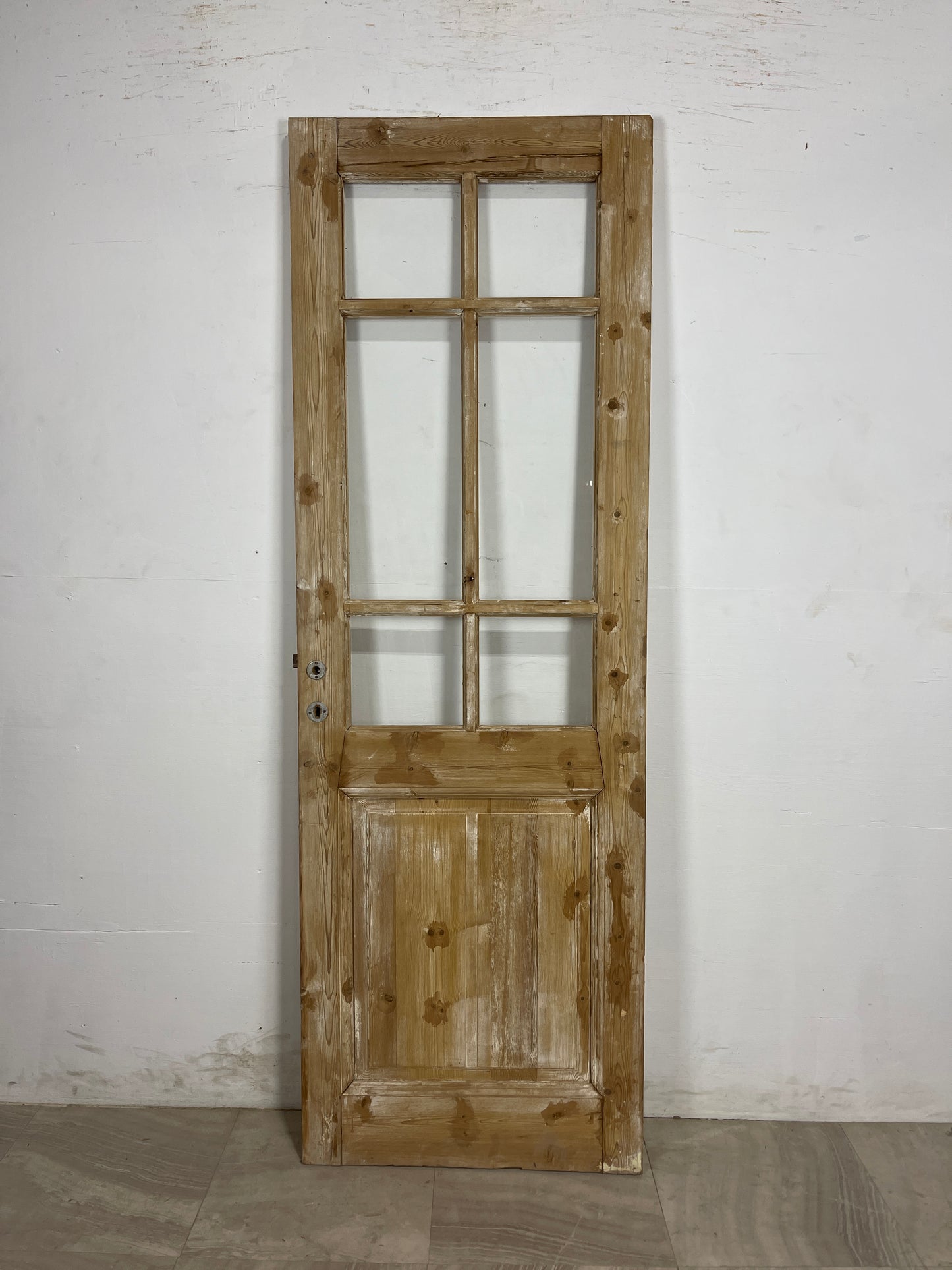 Antique French Panel Door with Glass  ( 84.5 x 28.25) N177