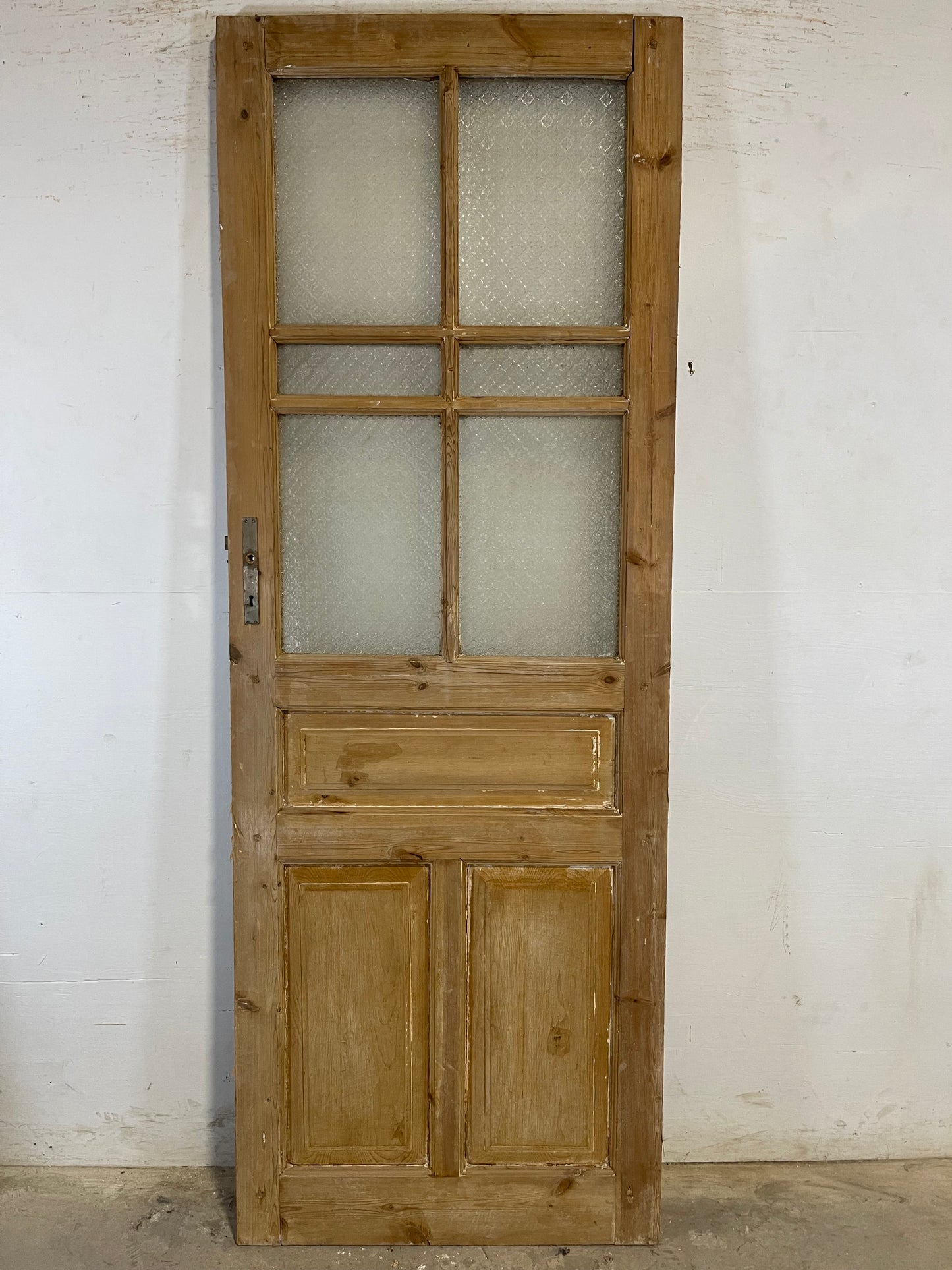 Antique French Panel Door with Glass  (87.5x31.75) L122