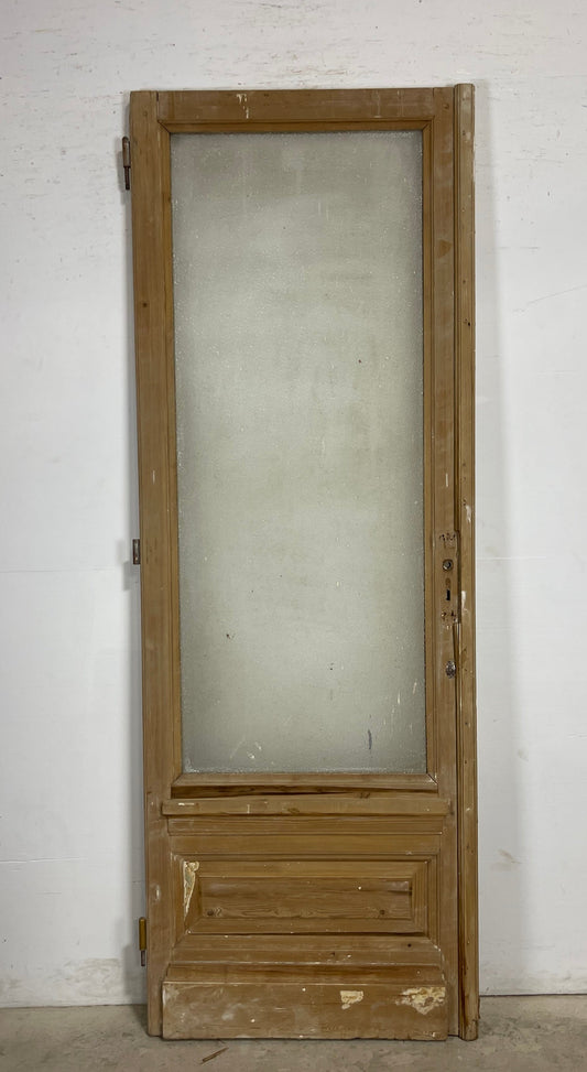 Antique  French Panel Door with glass (94.75 x 33.5)   M100