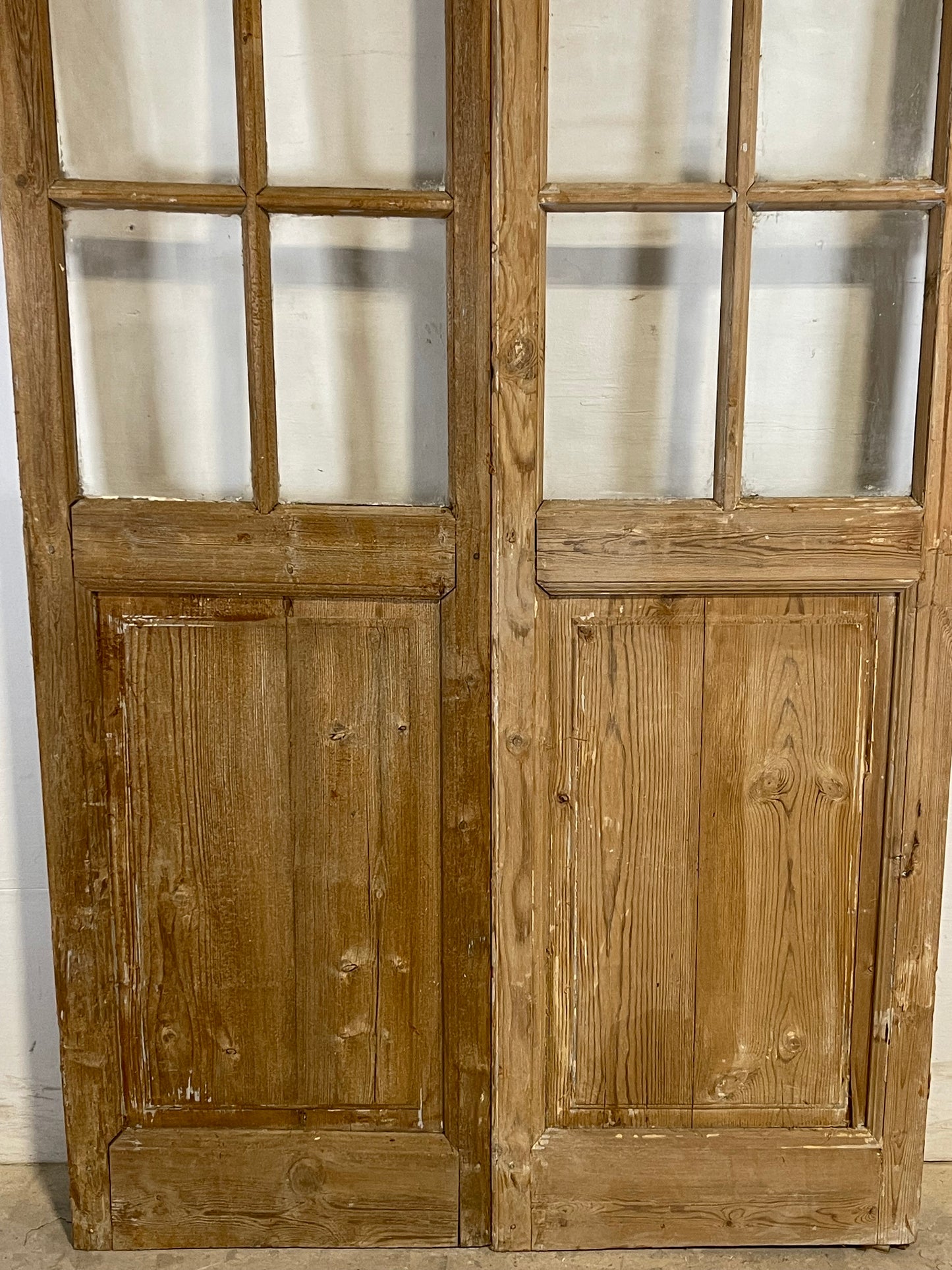 Antique French panel doors with glass (96.75x43.25) L158