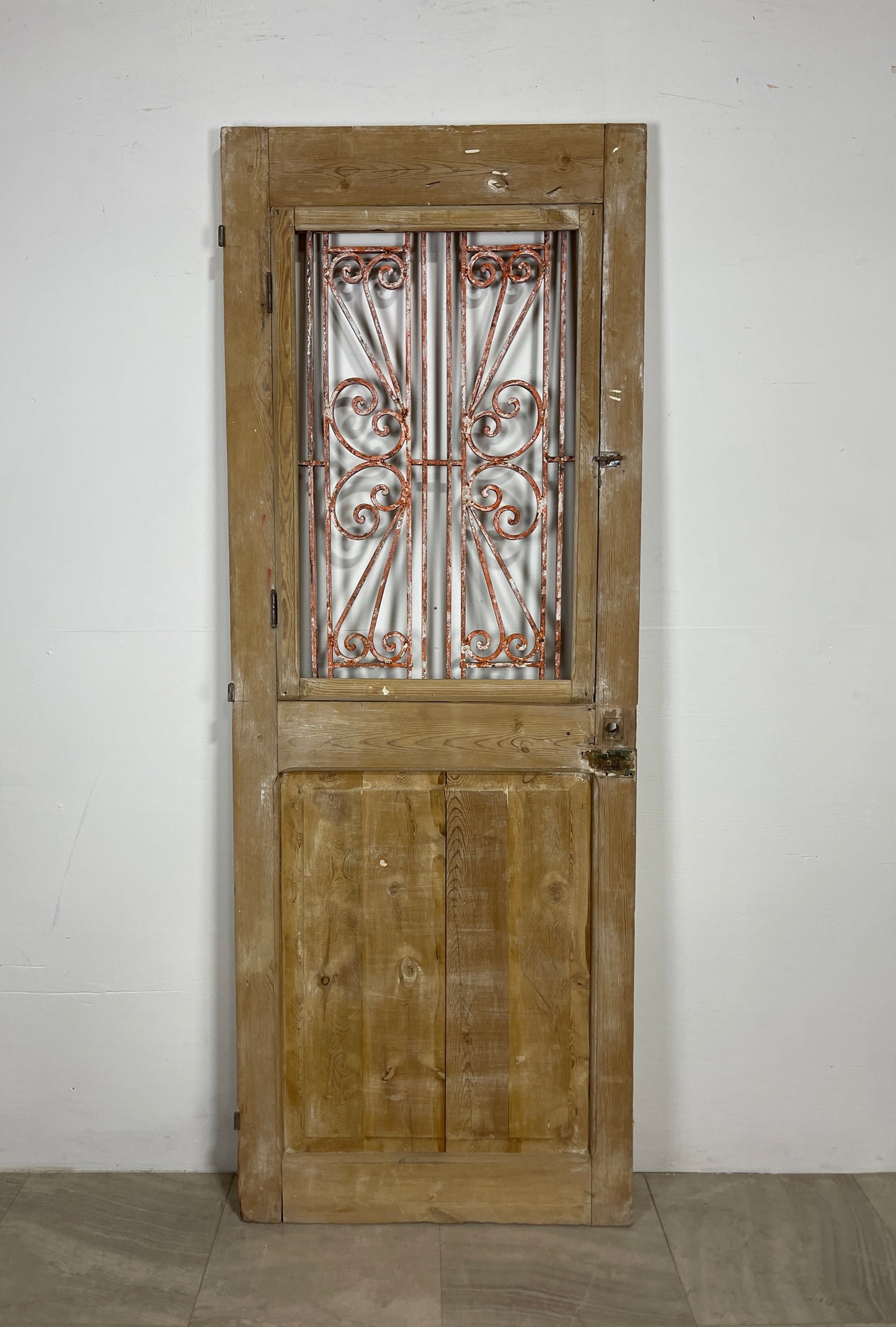 Antique French panel single door with Metal (85.75 x 31.75) O14