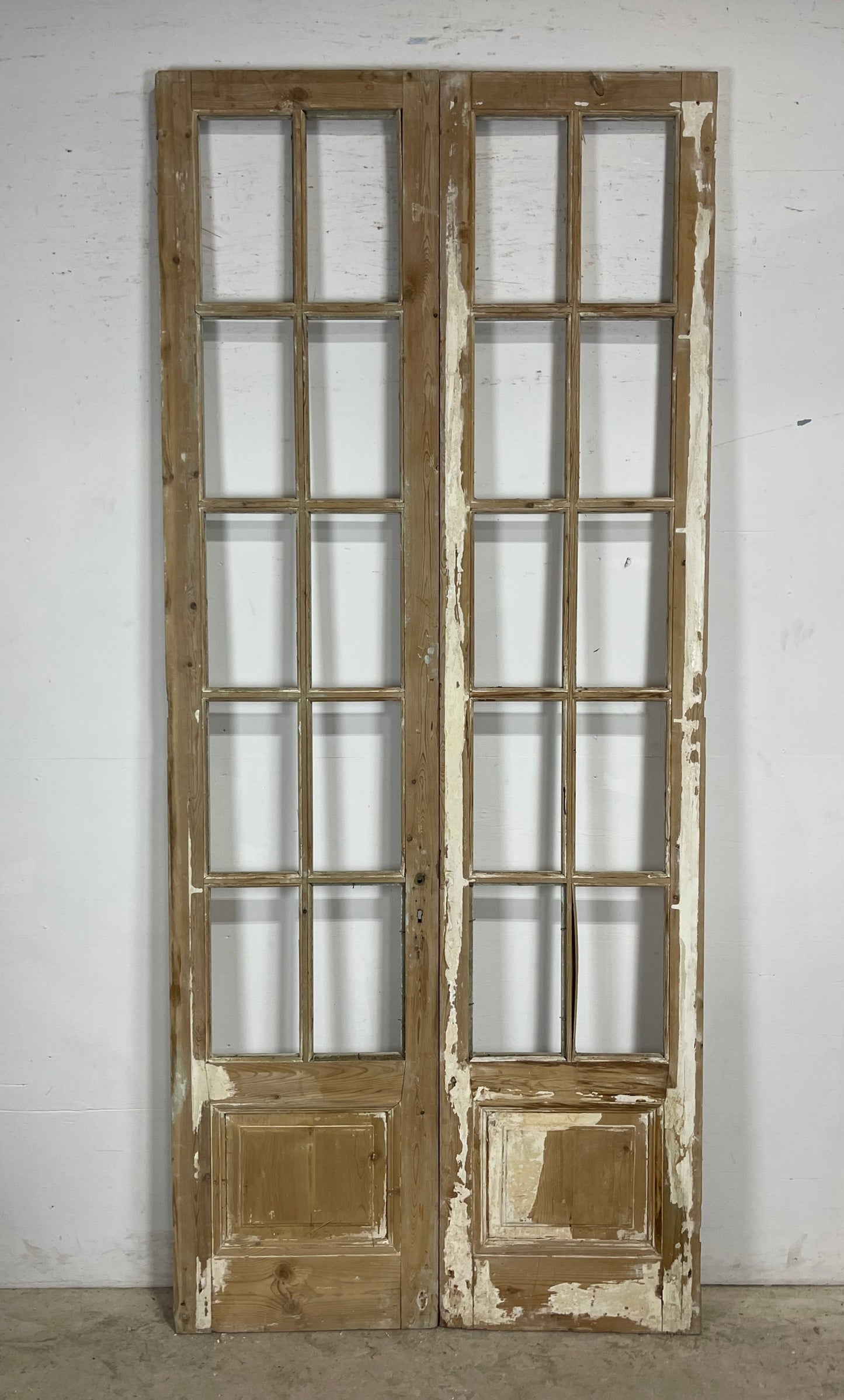 Antique  French Panel Doors with glass (103x44.5)   M115