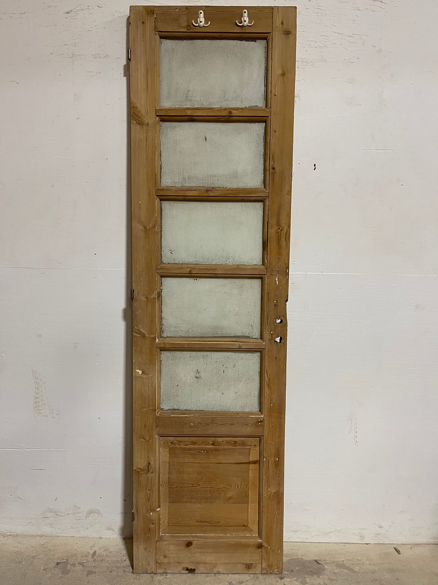 Antique  French Panel Door with Glass  (86.25x23.75) K319S