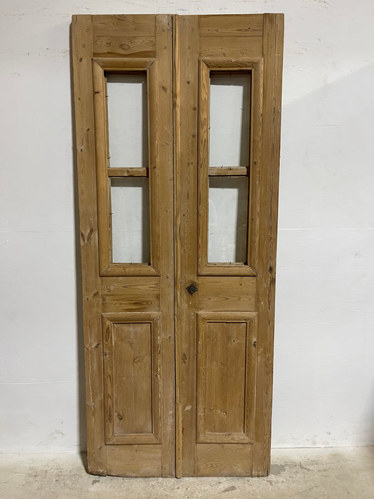 Antique french Panel Door with Glass (86.25x36) J316