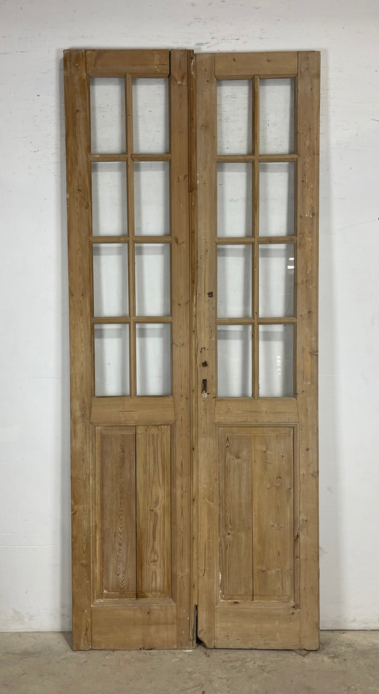 Antique  French Panel Doors with glass (104.25x43.25)   M109