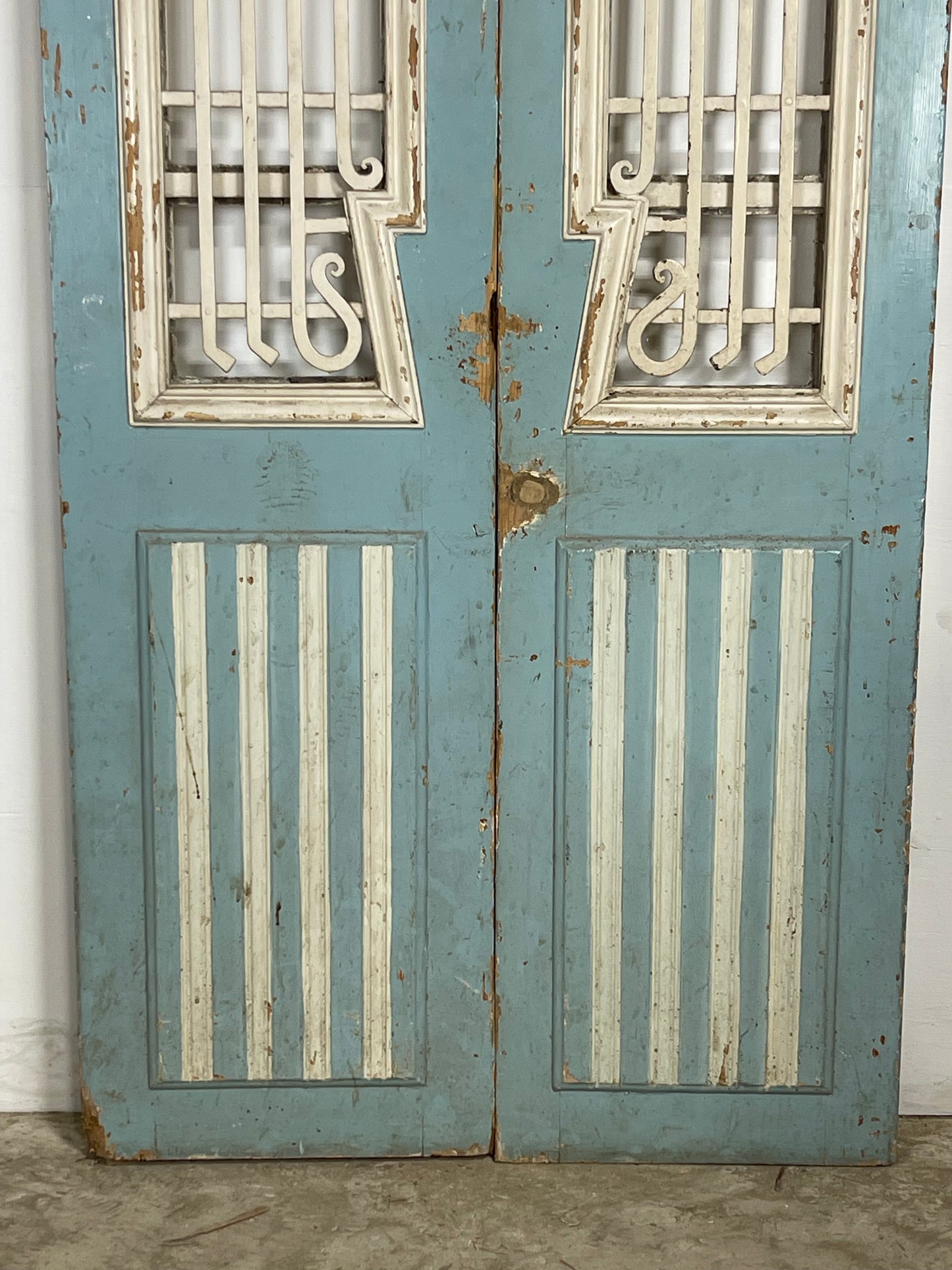 Antique French Panel Doors with Metal (88.5 x 40.75) M066