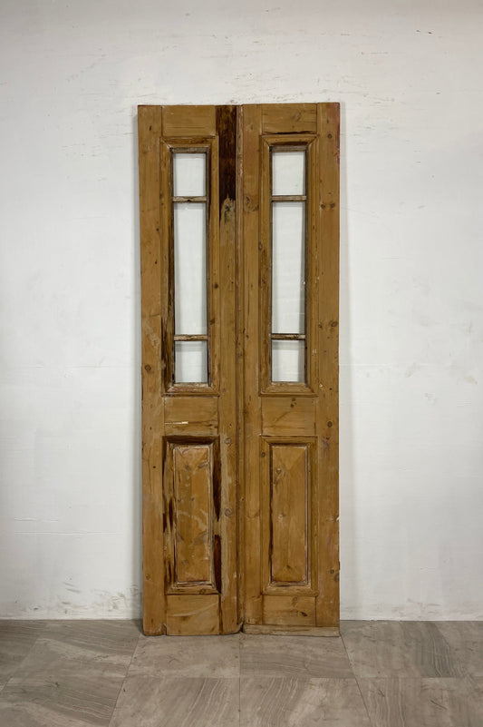 Antique French Panel Doors with Glass   (93.75 x 35.5)   N039