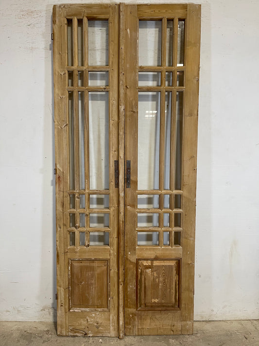 Antique French panel doors with glass (90.25x38.25) L108