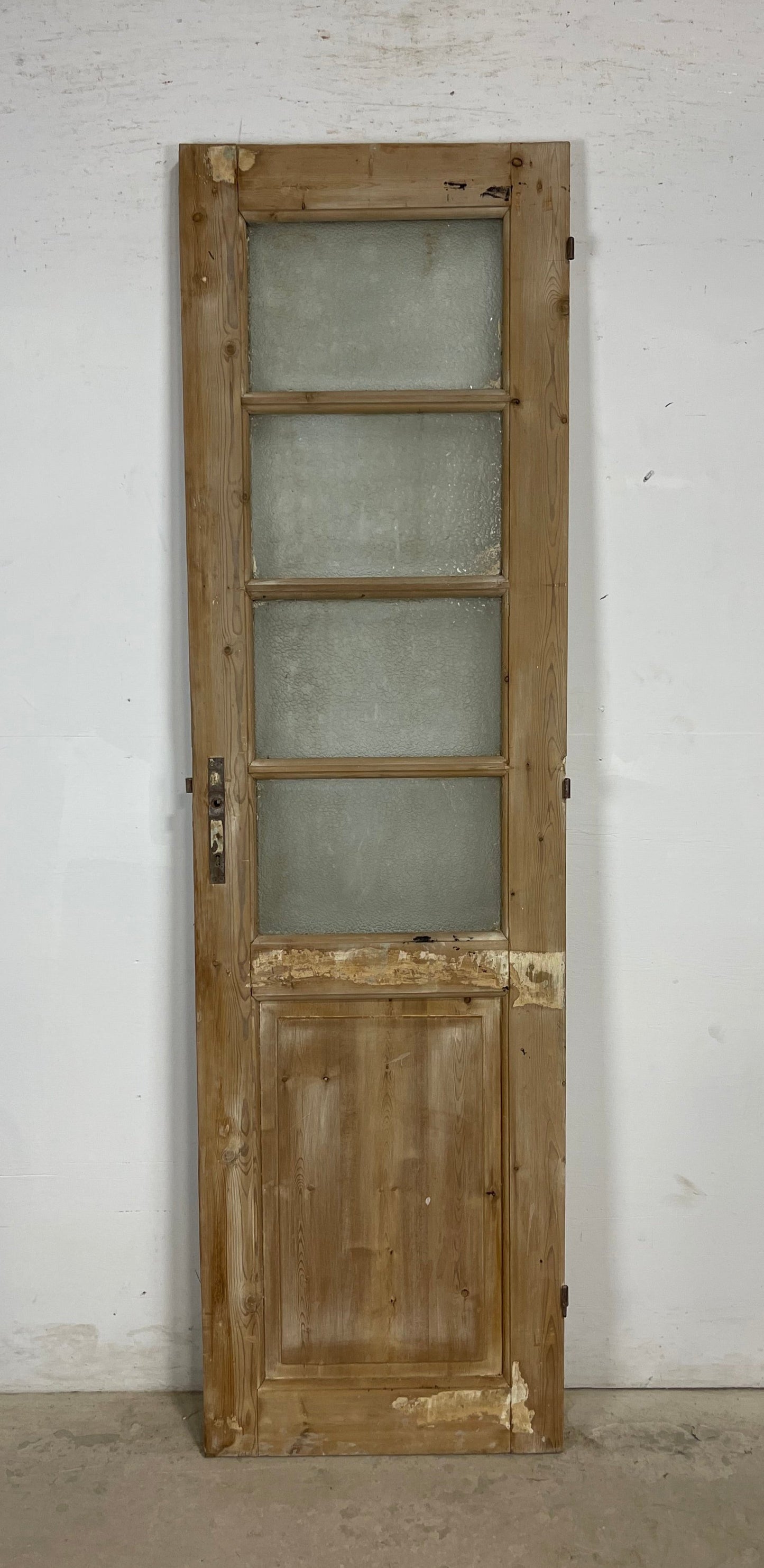 Antique French Panel Door with Glass  (85 x 24.5) M229