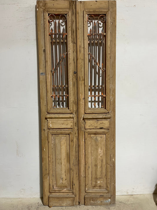 Antique French Panel Doors with Metal (95.5x35.5) K106