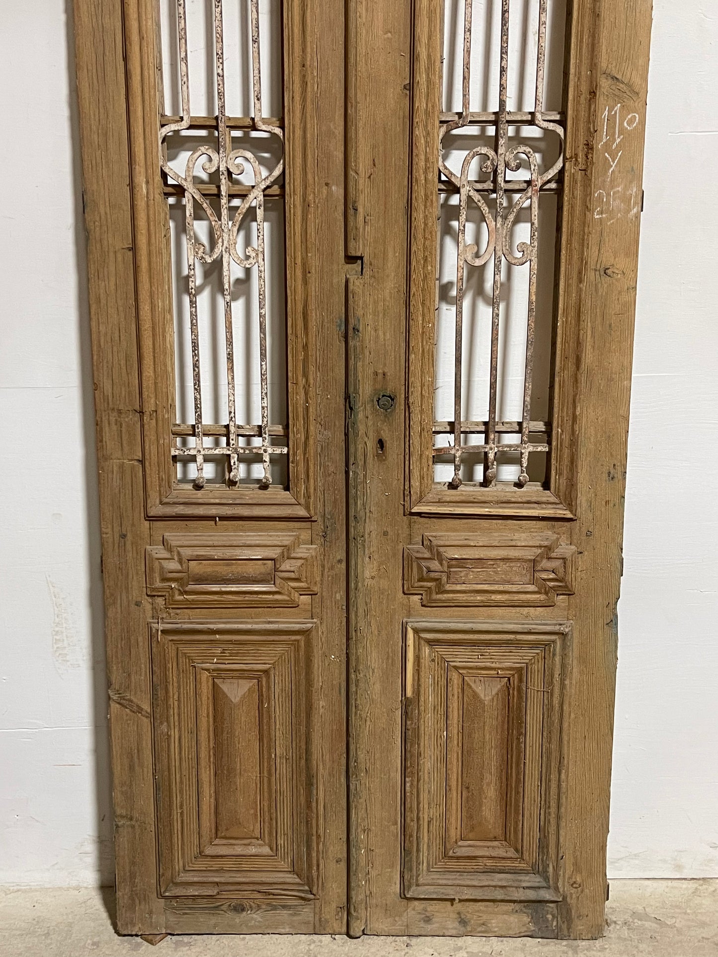 Antique French Panel Doors with Metal (99x42.5) K111