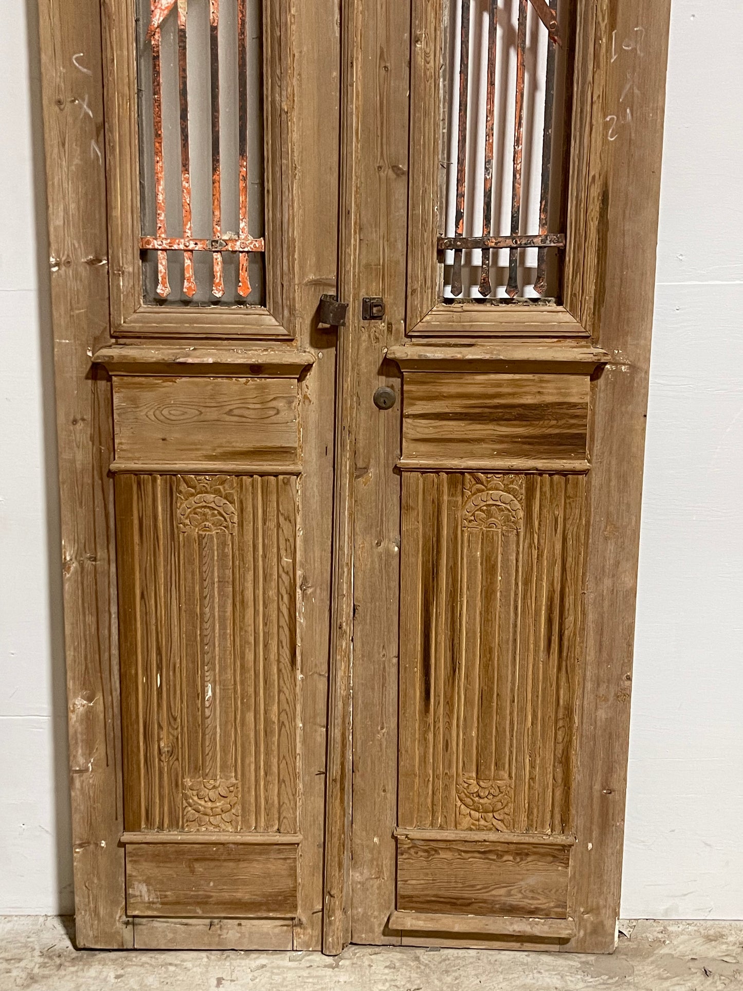 Antique French Panel Doors with Metal (97.5x39.75) J117