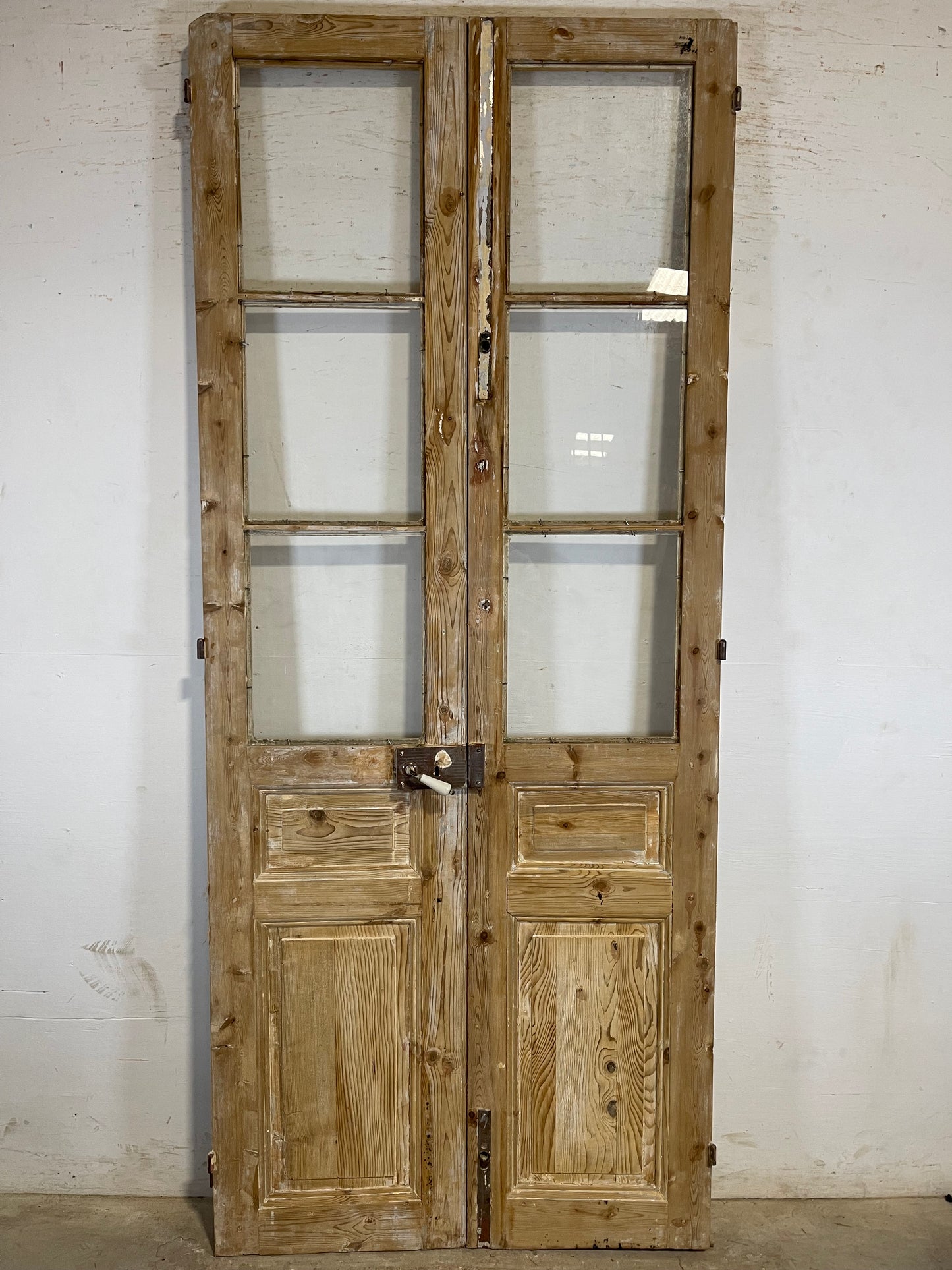 Antique French panel doors with glass (96x40.25) L166