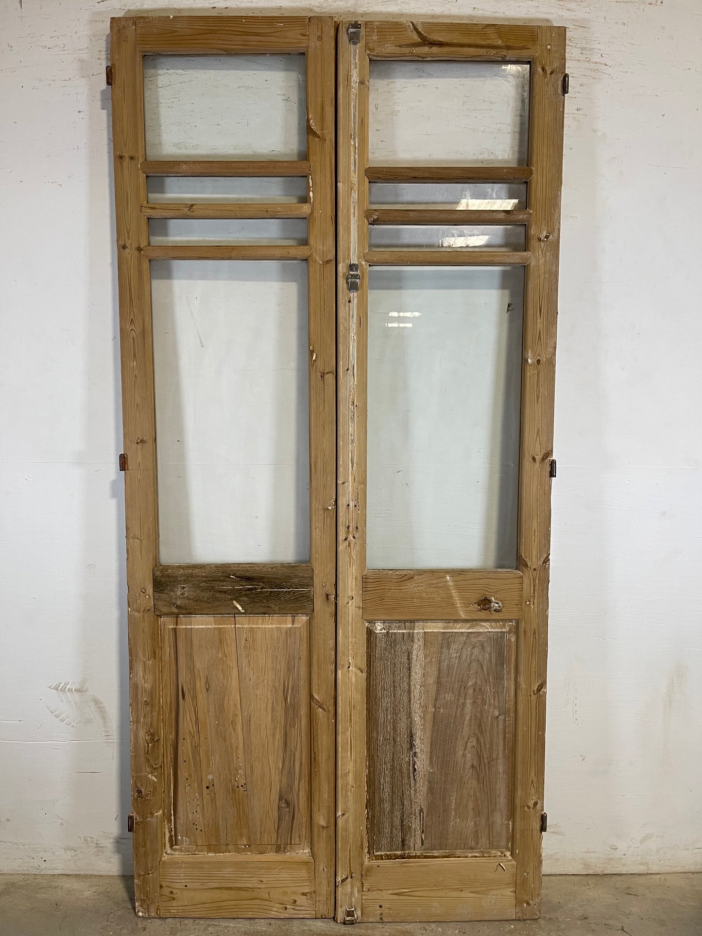 Antique French panel doors with glass (90.75x43.5) L162