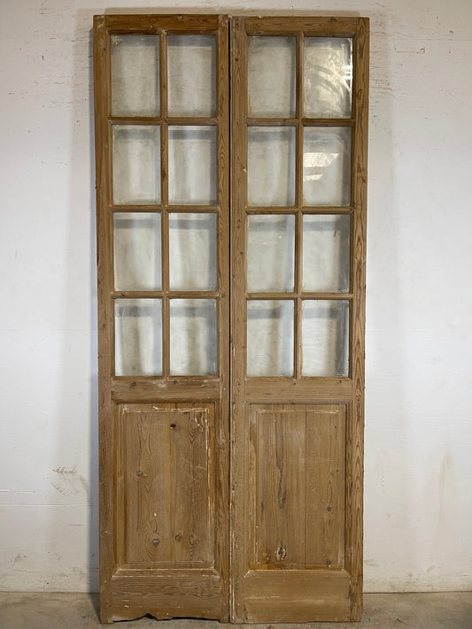 Antique French panel doors with glass (97.75x43.75) L160