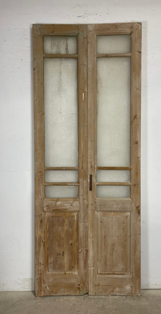 Antique  French Panel Doors with glass (102.25x40.25)   M097