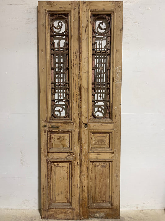 Antique French Panel Doors with Metal (96x36.25) K104