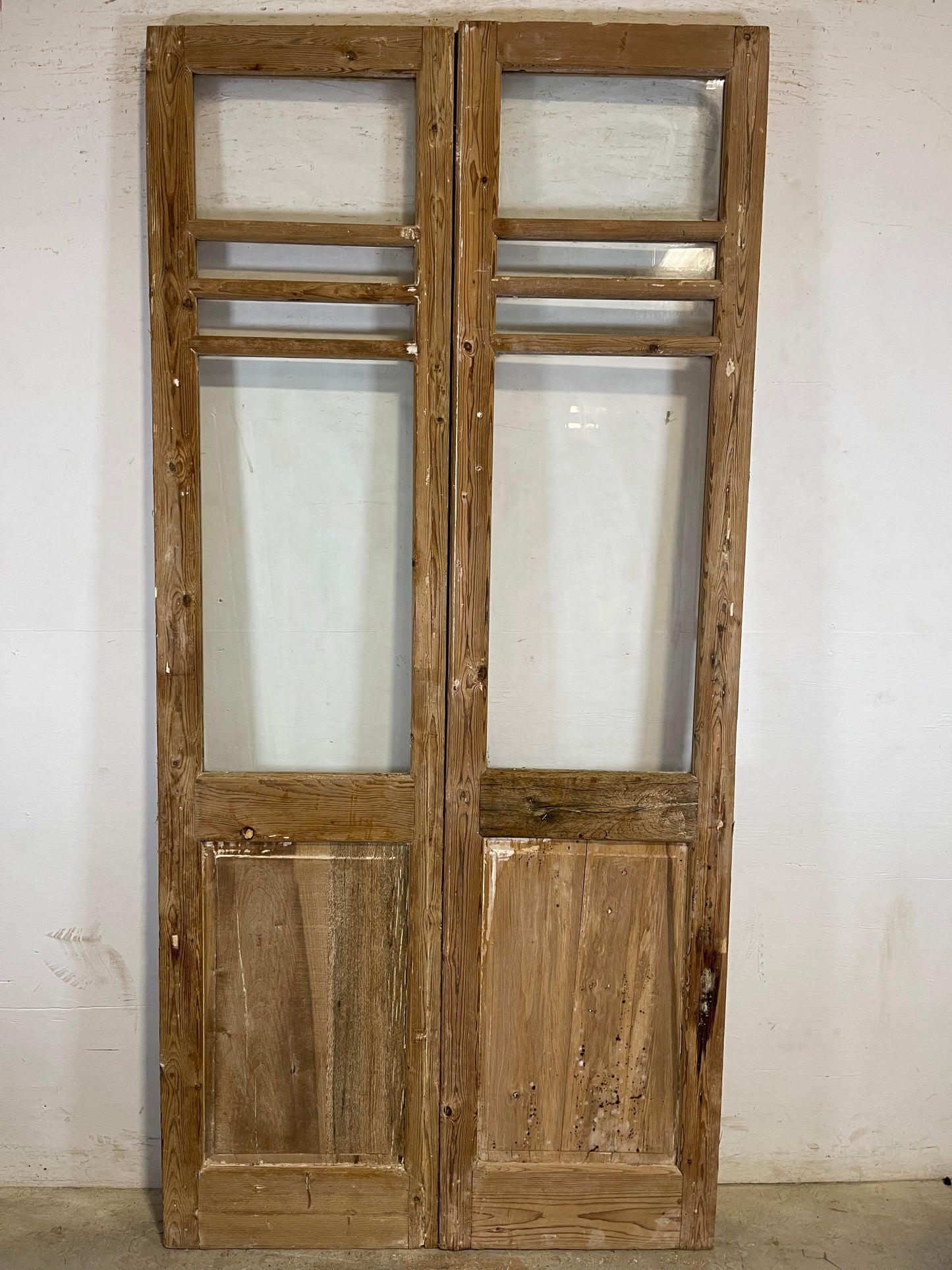 Antique French panel doors with glass (90.75x43.5) L162