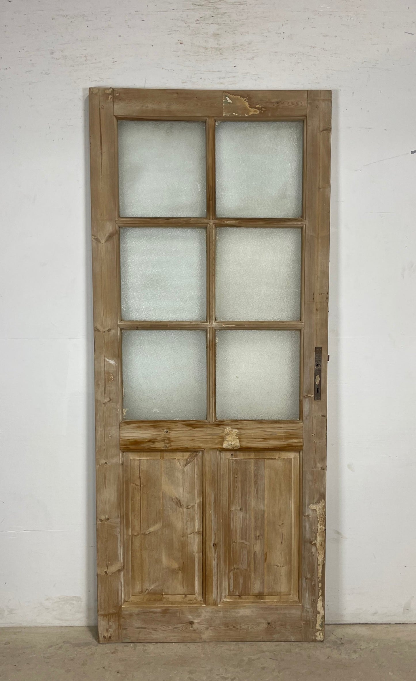 Antique French Panel Door with Glass  (85x36) M211