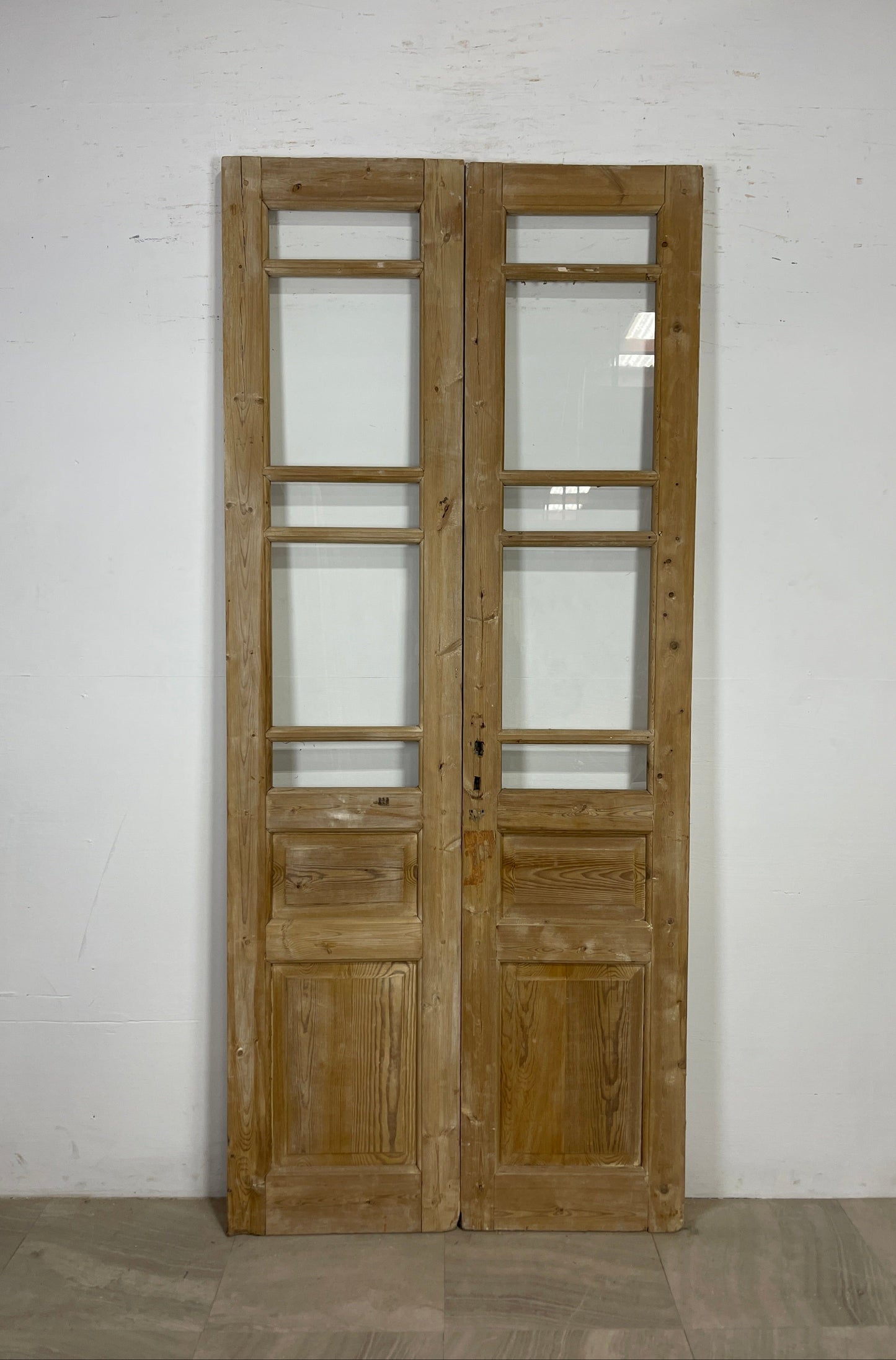 Antique French panel doors with Glass (90.75 x 39.75) O86