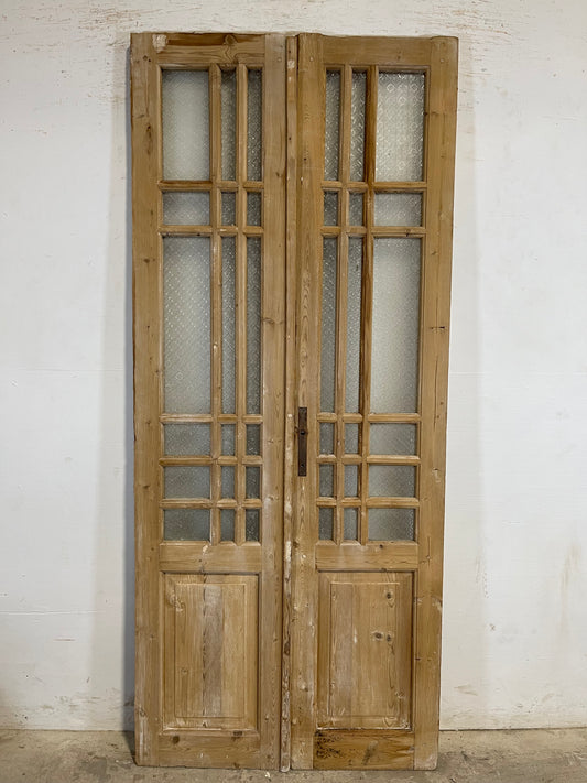 Antique French panel doors with glass (86.75x37.25) L107