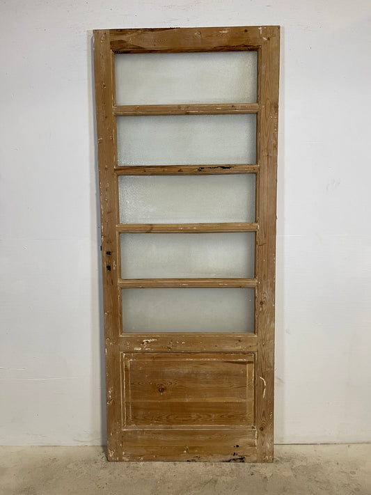 Antique French Panel Door with Glass  (88.25x35.5) L314