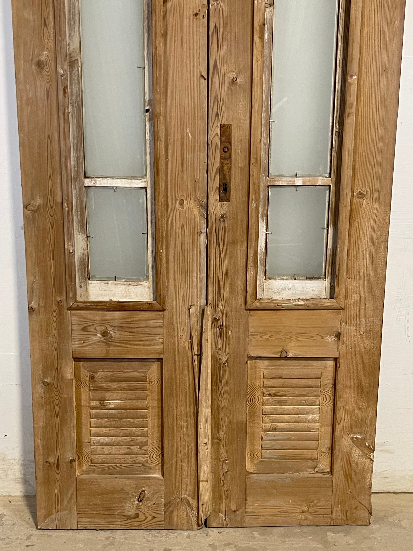 Antique French panel doors with glass (95x35.5) L186