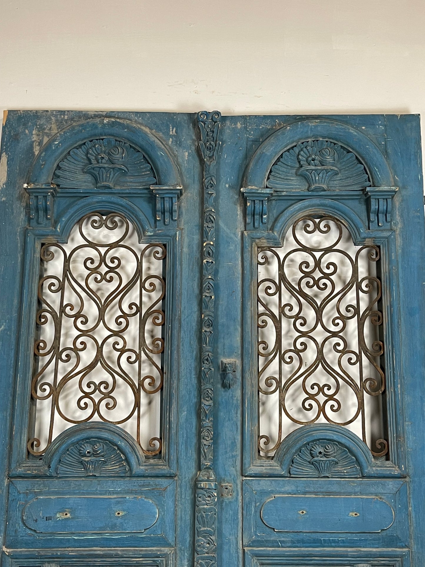 Antique French Panel Doors with Metal (107.5 x 71) M021