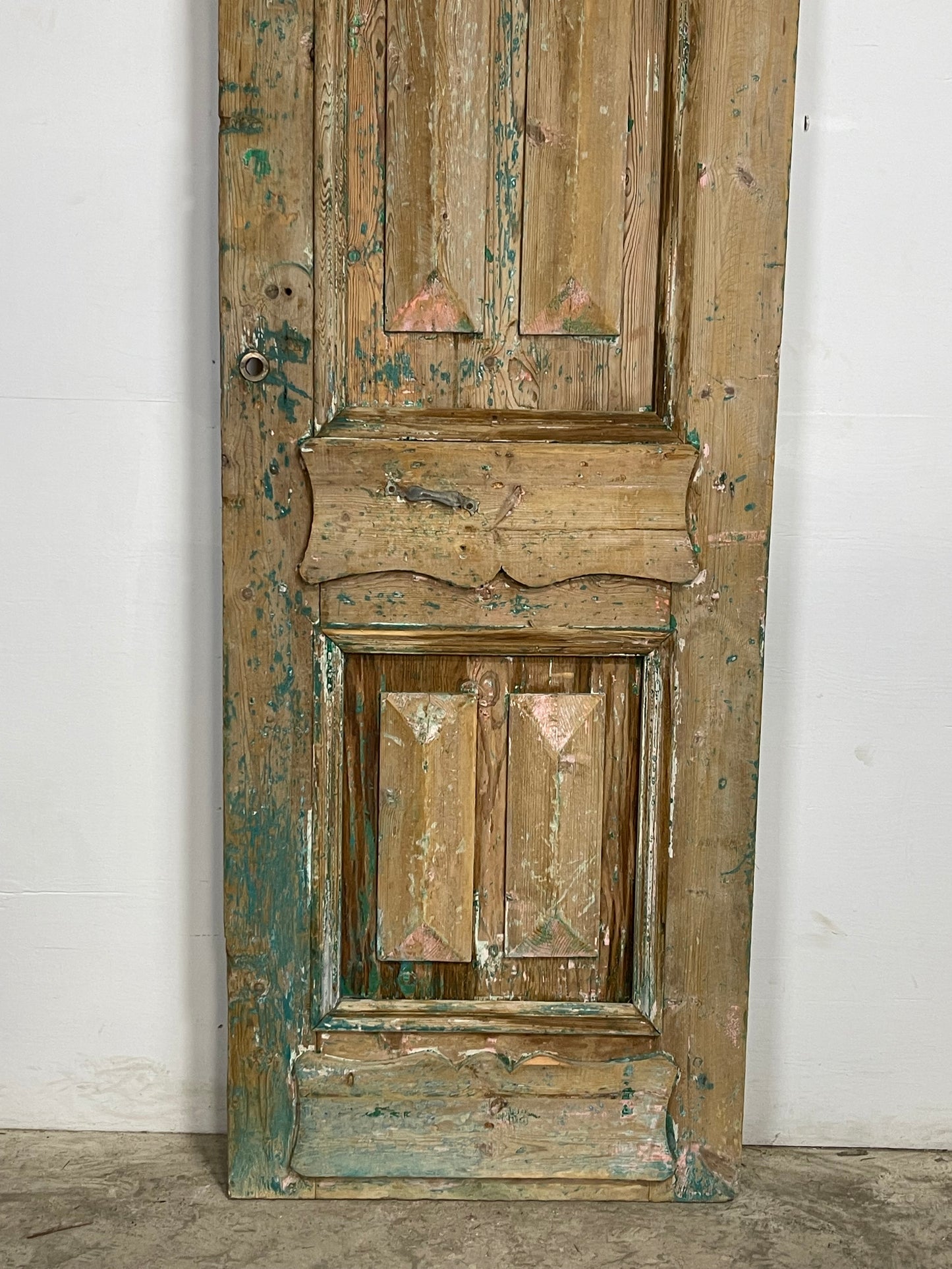 Antique  French Panel Door with Carving  (102 x 32) M048