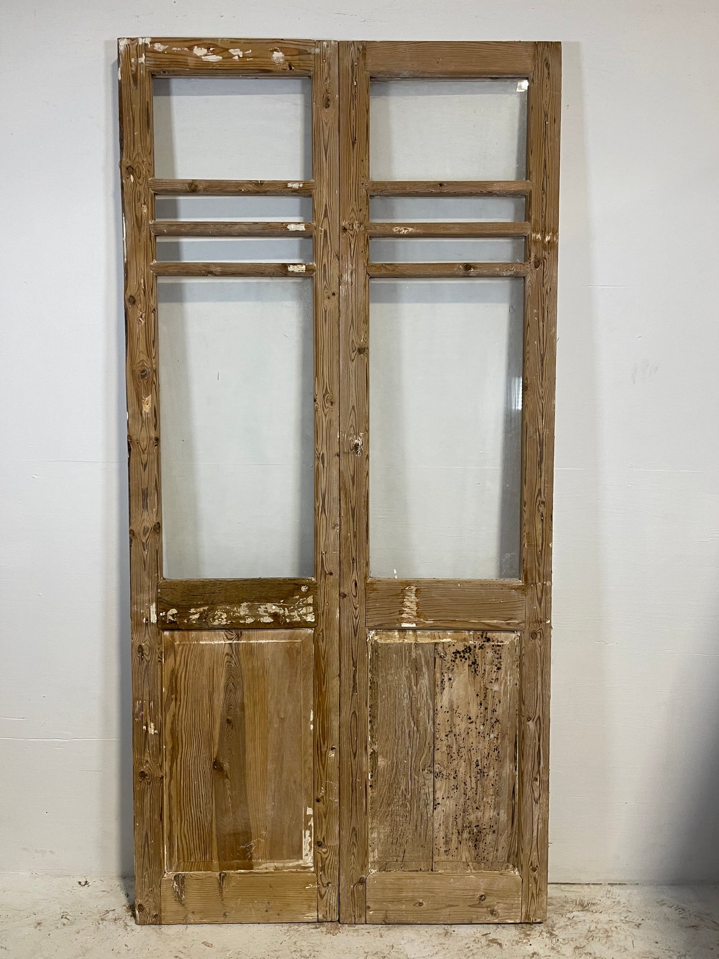 Antique French panel doors with glass (89.5x43.25) L209