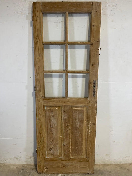 Antique French Panel Door with Glass  (84x30) L143s