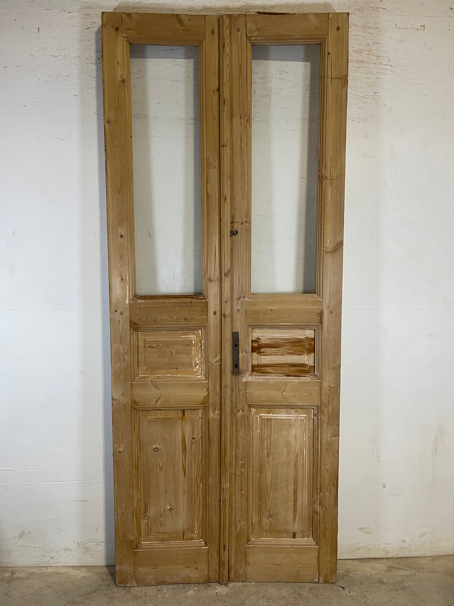 Antique French panel doors with glass (94.5x38.5) L145