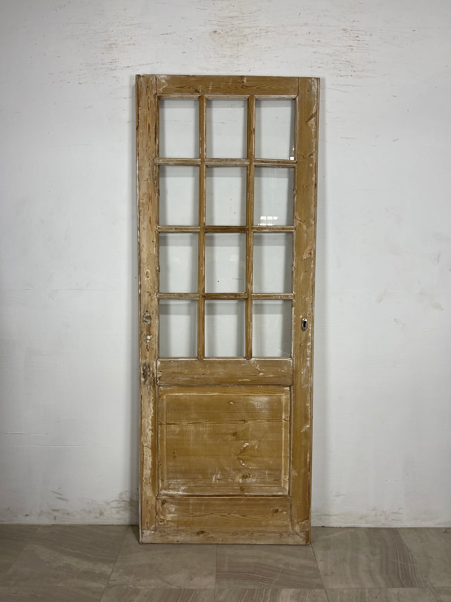 Antique French Panel Door with Glass  (86.5 x 32.75) N163