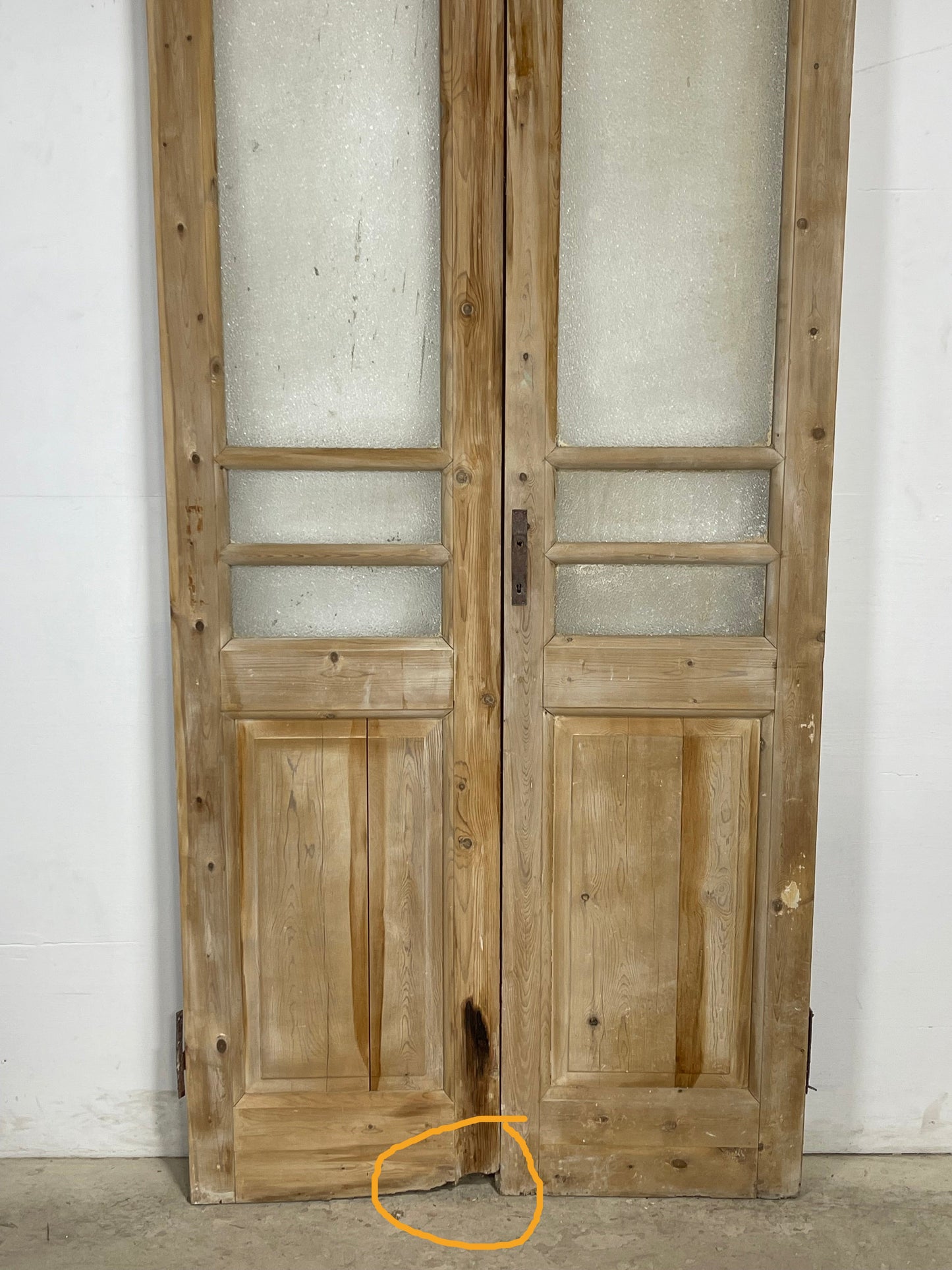 Antique  French Panel Doors with glass (101.75x42.25)   M105