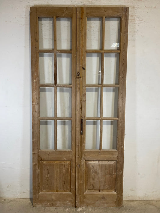 Antique French panel doors with glass (93.25x43.5) L139