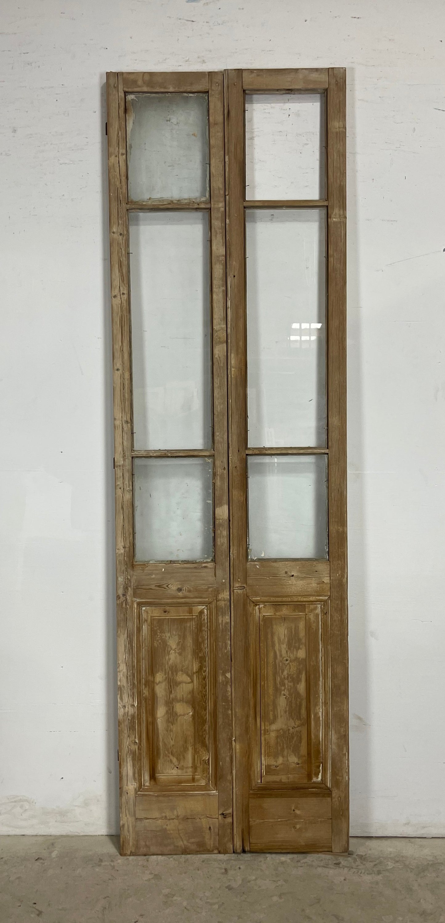 Antique  French Panel Doors with glass (97x29)   M069