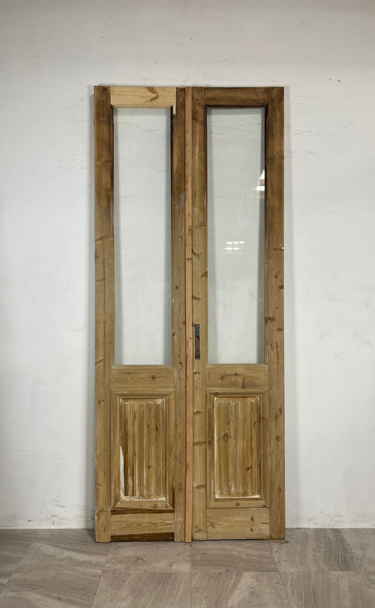 Antique French Panel Doors with Glass   (103.5 x 43.5)   N025