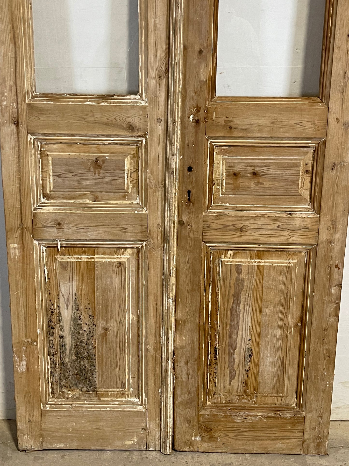 Antique French panel doors with glass (91.5x39.25) L153