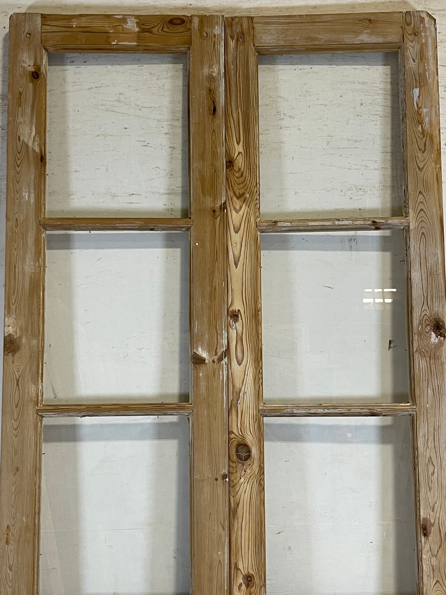 Antique French panel doors with glass (96x40.25) L166