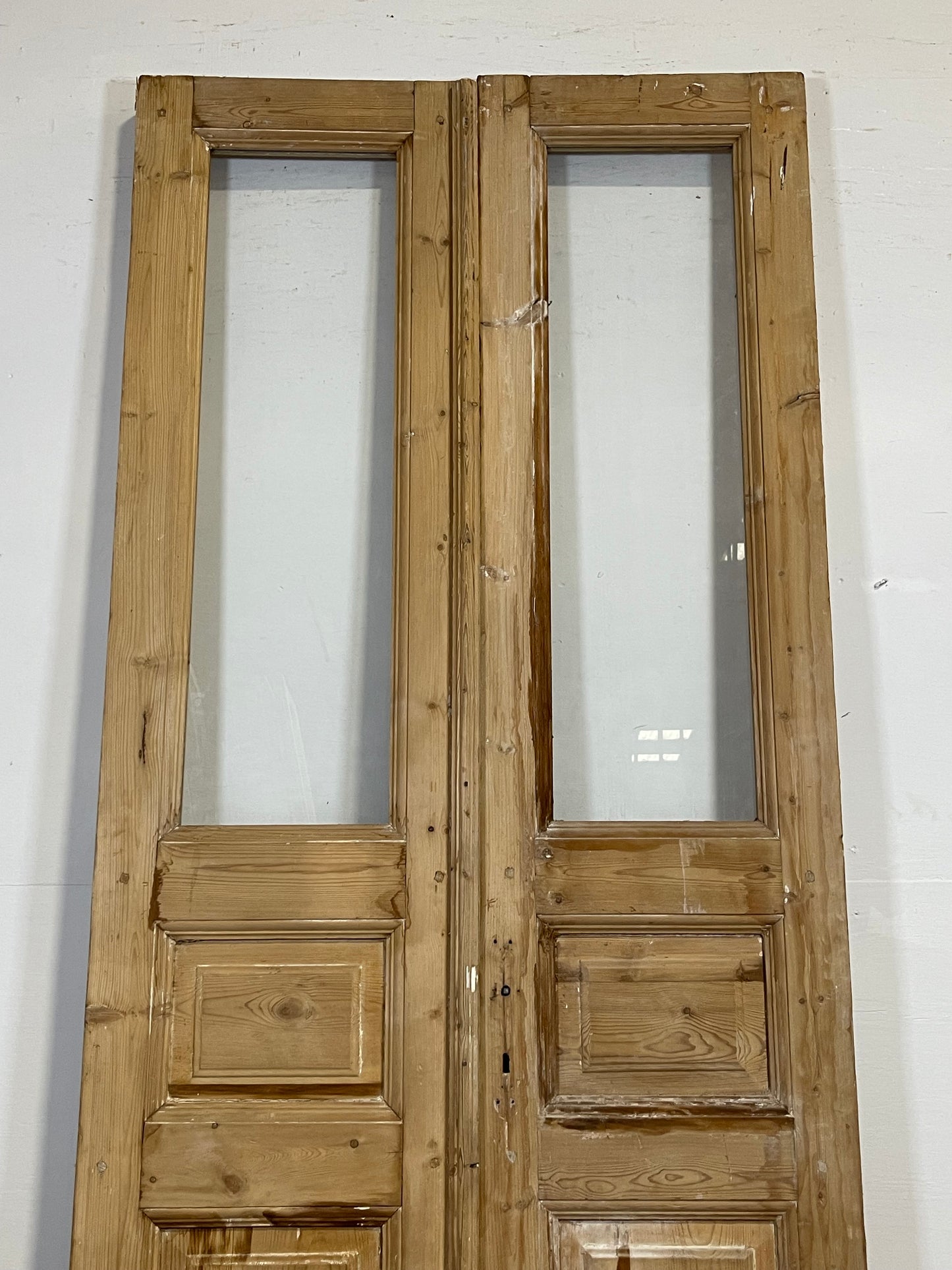 Antique French panel doors with glass (94.75x38.75) L350