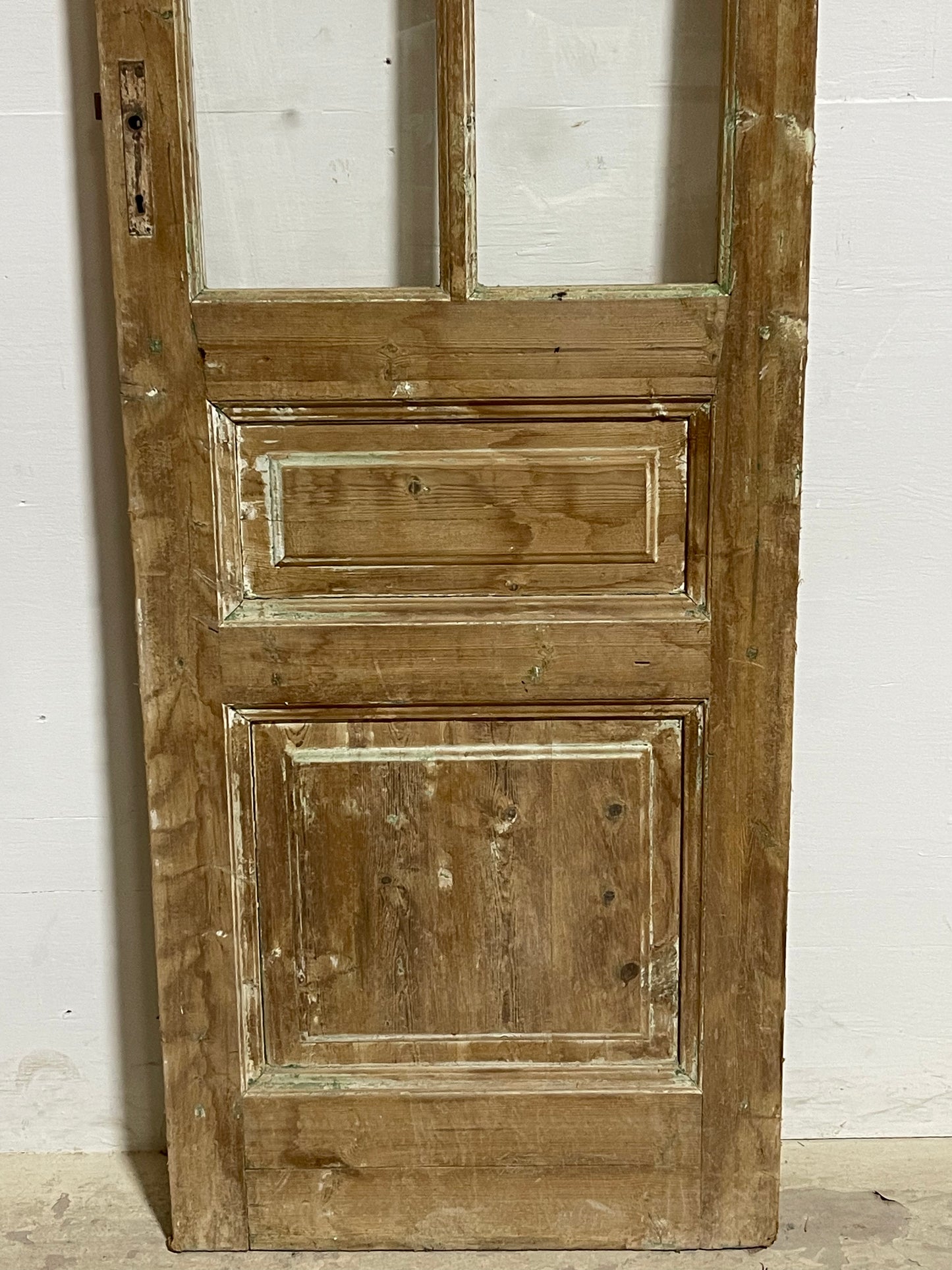 Antique  French Panel Door with Glass  (93x26.5) K321